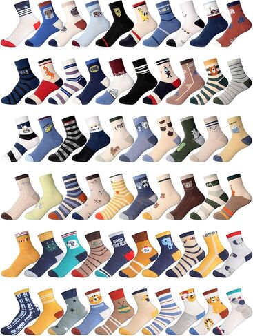 30/60 Pairs Kids Boys Girls Socks Sport Round Neck Boys Girls Dress Cotton Crew Socks for Toddler Kids Children in Saudi Arabia