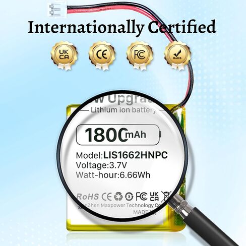 بطارية SHENMZ LIS1662HNPC، بطارية قابلة لإعادة الشحن بقدرة 1800 مللي أمبير في الساعة لسماعات Sony WH-1000XM3 XM4 - الموديلات المتوافقة PN SM-03، 1588-0911، SP624038 in Kuwait