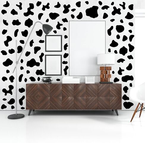 260 PCS Black Cow Spots Wall Decals – 10 Sheets Peel & Stick Removable Vinyl Cow Print Stickers, Mixed Sizes (1.6"–4.2"), Modern Farmhouse & Western Wall Decor for Living Room, Bedroom & Accent Walls in Kuwait