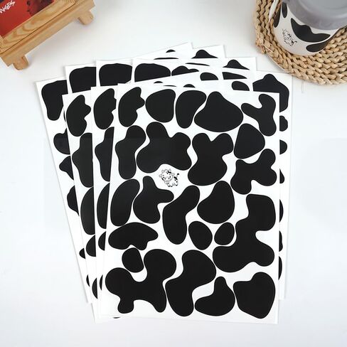 260 PCS Black Cow Spots Wall Decals – 10 Sheets Peel & Stick Removable Vinyl Cow Print Stickers, Mixed Sizes (1.6"–4.2"), Modern Farmhouse & Western Wall Decor for Living Room, Bedroom & Accent Walls in Kuwait