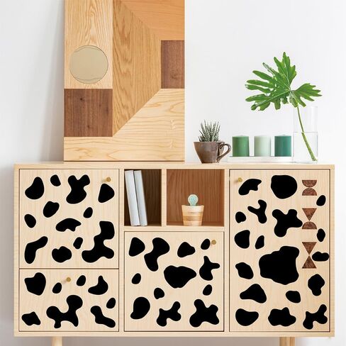 260 PCS Black Cow Spots Wall Decals – 10 Sheets Peel & Stick Removable Vinyl Cow Print Stickers, Mixed Sizes (1.6"–4.2"), Modern Farmhouse & Western Wall Decor for Living Room, Bedroom & Accent Walls in Kuwait