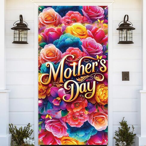 غطاء باب عيد الأم Feliz Dia De Las Madres خلفية صورة للأم العظيمة I Love You Mom ديكورات ومستلزمات للمنزل in Kuwait