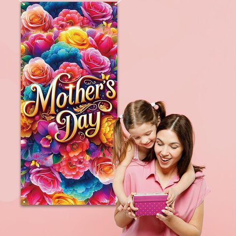 غطاء باب عيد الأم Feliz Dia De Las Madres خلفية صورة للأم العظيمة I Love You Mom ديكورات ومستلزمات للمنزل in Kuwait