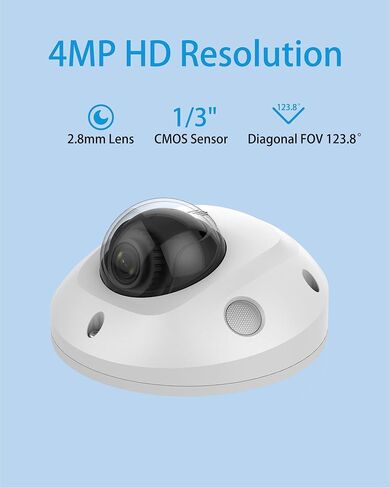 كاميرا DS-2CD2543G2-IS 4MP PoE IP Mini Dome مع AcuSense، ميكروفون مدمج، اكتشاف الإنسان والمركبة، IP67، مقاومة IK08، MicroSD 512 جيجابايت (غير متضمنة)، إصدار عالمي in Kuwait