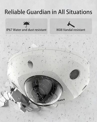 كاميرا DS-2CD2543G2-IS 4MP PoE IP Mini Dome مع AcuSense، ميكروفون مدمج، اكتشاف الإنسان والمركبة، IP67، مقاومة IK08، MicroSD 512 جيجابايت (غير متضمنة)، إصدار عالمي in Kuwait