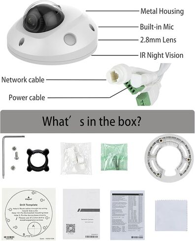 كاميرا DS-2CD2543G2-IS 4MP PoE IP Mini Dome مع AcuSense، ميكروفون مدمج، اكتشاف الإنسان والمركبة، IP67، مقاومة IK08، MicroSD 512 جيجابايت (غير متضمنة)، إصدار عالمي in Kuwait