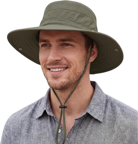 Connectyle Sun Hat for Men Women Breathable UPF 50+ Safari Hat for Fishing Hiking Gardening Adjustable Wide Brim Bucket Hats in Saudi Arabia