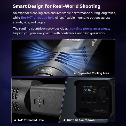 Godox RS100R 100W RGB Led Video Light 1800K-10000K، بطارية مدمجة، التحكم في التطبيق، لتسجيل الفيديو في الاستوديو، والتصوير in Kuwait