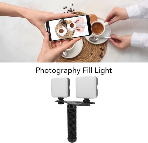 LICAEVEY 2PCS LED Video Light، سطوع قابل للتعديل 5600K، إضاءة التصوير الفوتوغرافي مع حامل محمول ومشبك هاتف وحامل ثلاثي القوائم، قابل لإعادة الشحن، للبث المباشر للتصوير الفوتوغرافي في الاستوديو in Kuwait