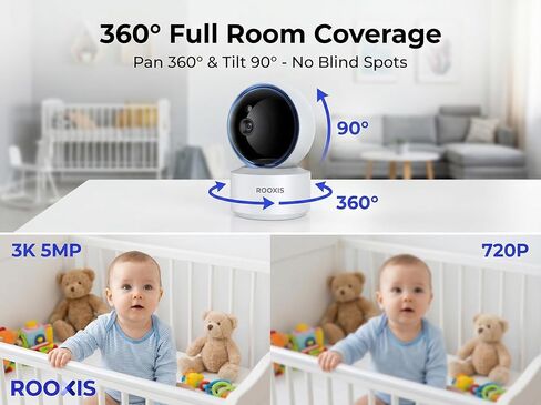 كاميرا أمان داخلية 4K لاسلكية 360 درجة PTZ، كاميرا واي فاي فائقة الدقة مع تتبع حركة AI، رؤية ليلية ملونة، صوت ثنائي الاتجاه، كاميرا أمان منزلية، تطبيق الحياة الذكية. in Kuwait