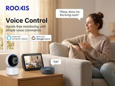 كاميرا أمان داخلية 4K لاسلكية 360 درجة PTZ، كاميرا واي فاي فائقة الدقة مع تتبع حركة AI، رؤية ليلية ملونة، صوت ثنائي الاتجاه، كاميرا أمان منزلية، تطبيق الحياة الذكية. in Kuwait