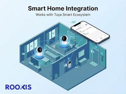 كاميرا أمان داخلية 4K لاسلكية 360 درجة PTZ، كاميرا واي فاي فائقة الدقة مع تتبع حركة AI، رؤية ليلية ملونة، صوت ثنائي الاتجاه، كاميرا أمان منزلية، تطبيق الحياة الذكية. in Kuwait