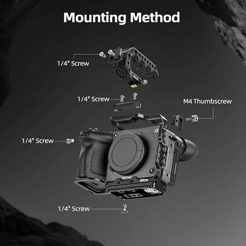 Nitze طقم قفص كامل لكاميرا Sony FX2 ومقبض XLR، قفص FX2 مع مقبض Lil Stinger الناتو العلوي، مشبك كابل HDMI، حاجز ناتو مدمج، حذاء بارد ولوحة تحرير سريعة لـ Arca-Swiss - T-S16D in Kuwait