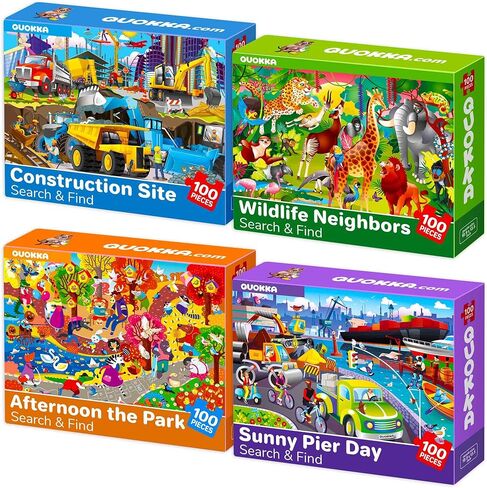 100 Pieces Floor Puzzles for Kids Ages 4-8 – Kids Puzzles Ages 6-8-10 by QUOKKA – Girls Set of 3 Unicorn Princess Toys for 3-5 Year Old – Jigsaw Toddler Game for Girl and Boy in Kuwait