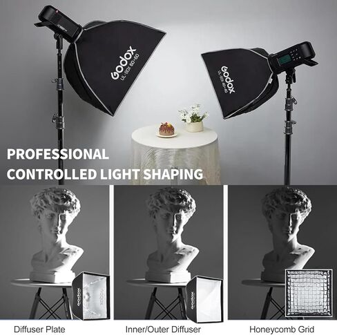 Godox Softbox UL-24 بوصة × 24 بوصة / 60 × 60 سم، صندوق ناعم على شكل مظلة بوينز سريع التحرير مع شبكة، ناشر، حقيبة للتصوير الفوتوغرافي لإضاءة صندوق ناعم في الاستوديو، تصوير صورة المنتج، تسجيل الفيديو، البث المباشر in Kuwait