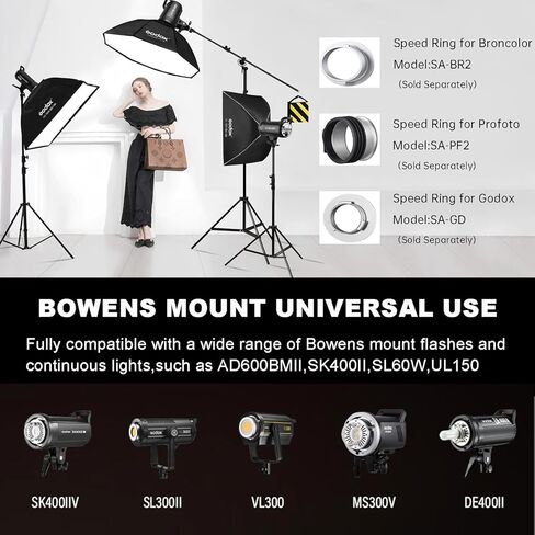 Godox Softbox UL-24 بوصة × 24 بوصة / 60 × 60 سم، صندوق ناعم على شكل مظلة بوينز سريع التحرير مع شبكة، ناشر، حقيبة للتصوير الفوتوغرافي لإضاءة صندوق ناعم في الاستوديو، تصوير صورة المنتج، تسجيل الفيديو، البث المباشر in Kuwait