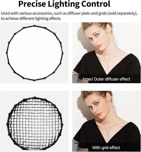 Godox Softbox S85T 85 سم / 33.5 بوصة، مظلة سريعة التحرير Softbox Bowens Mount مع ناشرات أمامية وداخلية قابلة للإزالة، صندوق إضاءة ناعم قابل للطي للاستوديو المنزلي والسفر والتصوير الفوتوغرافي لصورة المنتج in Kuwait