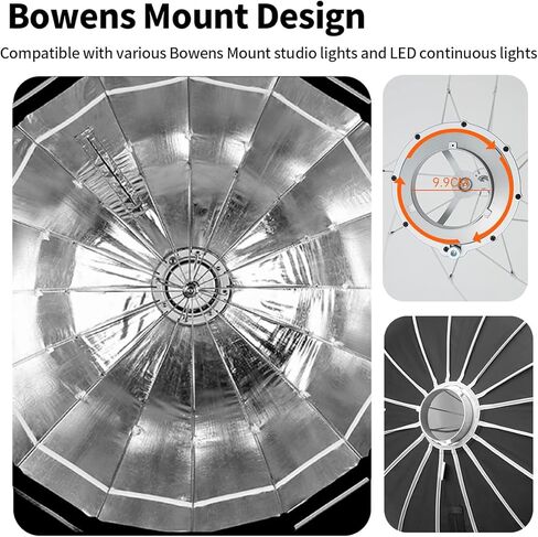 Godox Softbox S85T 85 سم / 33.5 بوصة، مظلة سريعة التحرير Softbox Bowens Mount مع ناشرات أمامية وداخلية قابلة للإزالة، صندوق إضاءة ناعم قابل للطي للاستوديو المنزلي والسفر والتصوير الفوتوغرافي لصورة المنتج in Kuwait