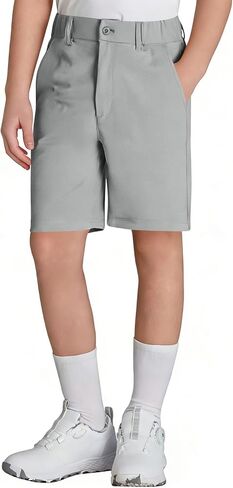 شورت QBK 2T to Youth Golf Shorts للزي المدرسي كاجوال مسطح من الأمام هجين من نسيج قطني طويل مع جيوب in Kuwait