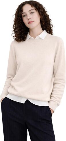 State Cashmere Essential Crewneck Sweater 100% Pure Cashmere Long Sleeve Pullover for Women in Kuwait