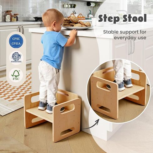 labebe Montessori Weaning Table and Chair Set - Adjustable Toddler Eating Table with Baby Bibs, Ideal for Mealtime & Learning, Nursery Birthday Gift in Kuwait