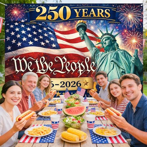 خلفية أمريكا 250 عامًا من الحرية، 1776-2026، خلفية حفلة الذكرى السنوية للاحتفال بعيد ميلاد أمريكا 250، 5 × 7 قدم، الولايات المتحدة الأمريكية، يوم الرابع من يوليو، لوازم الزينة الوطنية لعيد الاستقلال، أحمر أزرق in Kuwait