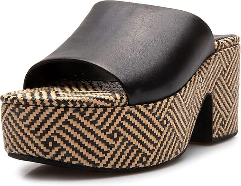 شبشب نسائي من FitFlop بكعب جلدي منسوج برسومات PLATFFORMS - صنادل ذات نعل ثابت مع راحة مبطنة ودعم للقوس in Kuwait