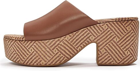 شبشب نسائي من FitFlop بكعب جلدي منسوج برسومات PLATFFORMS - صنادل ذات نعل ثابت مع راحة مبطنة ودعم للقوس in Kuwait