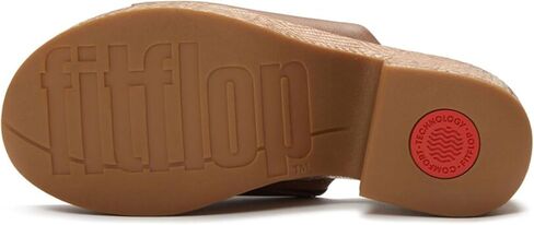 شبشب نسائي من FitFlop بكعب جلدي منسوج برسومات PLATFFORMS - صنادل ذات نعل ثابت مع راحة مبطنة ودعم للقوس in Kuwait