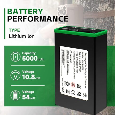 2-Pack 5000mAh Replacement Battery for Moultrie Cellular Trail Cameras Edge, Edge Pro, Edge 2, Edge 2 Pro, Edge 3, USB-C & Solar Panel Charging in Kuwait