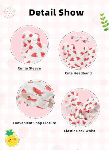 QITUDATEY Preemie Newborn Baby Girl Clothes Cute Infant Romper Ruffle Sleeve Jumpsuit Summer Outfits with Headband in Kuwait