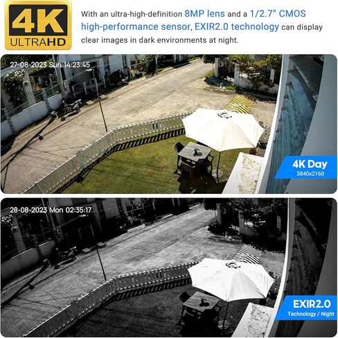 كاميرا VIKYLIN 4K 8MP PoE IP قبة خارجية/داخلية، كاميرا أمان 4K PoE Vandal Dome مع كشف المركبات البشرية، عدسة 2.8 مم، رؤية ليلية 98 قدمًا، ميكروفون مدمج، IK10/IP67، متوافق مع NDAA (ليس PTZ)، أبيض in Kuwait