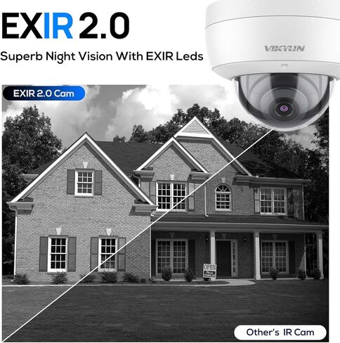 كاميرا VIKYLIN 4K 8MP PoE IP قبة خارجية/داخلية، كاميرا أمان 4K PoE Vandal Dome مع كشف المركبات البشرية، عدسة 2.8 مم، رؤية ليلية 98 قدمًا، ميكروفون مدمج، IK10/IP67، متوافق مع NDAA (ليس PTZ)، أبيض in Kuwait