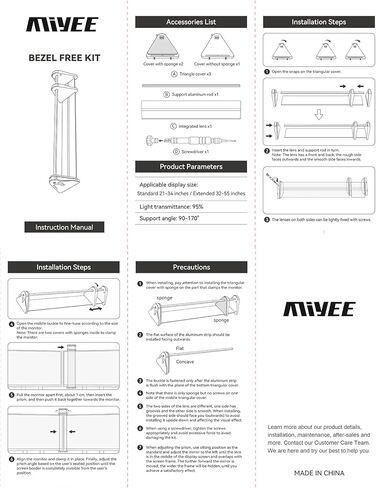 Bezel Free Kit for 21-35" Monitors Curved Screens (1 Piece of Standard Version) in Kuwait