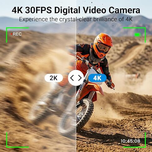 كاميرا رقمية بدقة 4K للتصوير الفوتوغرافي، وكاميرا تسجيل فيديو بدقة 64 ميجابكسل لليوتيوب مع شاشة قابلة للطي مقاس 3 بوصات ومضادة للاهتزاز، وكاميرا فيديو بتركيز تلقائي فائق الدقة مع تكبير رقمي 16X وبطاقة SD سعة 32 جيجابايت للمبتدئين والمراهقين والبالغين in Kuwait