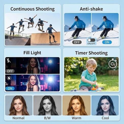 كاميرا رقمية بدقة 4K للتصوير الفوتوغرافي، وكاميرا تسجيل فيديو بدقة 64 ميجابكسل لليوتيوب مع شاشة قابلة للطي مقاس 3 بوصات ومضادة للاهتزاز، وكاميرا فيديو بتركيز تلقائي فائق الدقة مع تكبير رقمي 16X وبطاقة SD سعة 32 جيجابايت للمبتدئين والمراهقين والبالغين in Kuwait