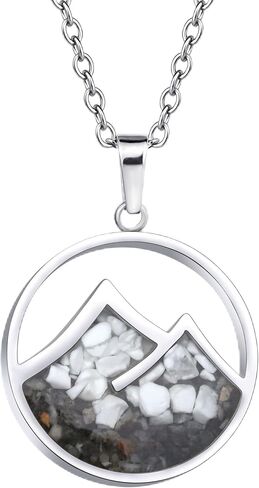 Lauren-Spencer Gemstone Mountain Necklace for Women Turquoise Sodalite Tumbled Chips Pendant Necklace Dainty Circle Mountain Range Necklaces for Women Girls Nature Jewelry Gift in Kuwait