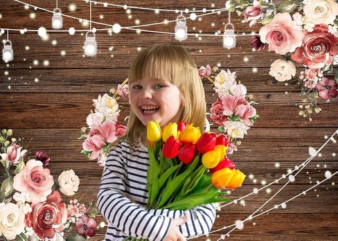 8x6ft Mother's Day Backdrop Mother's Day Brown Wooden Plank Backdrop Party Backdrop in Saudi Arabia