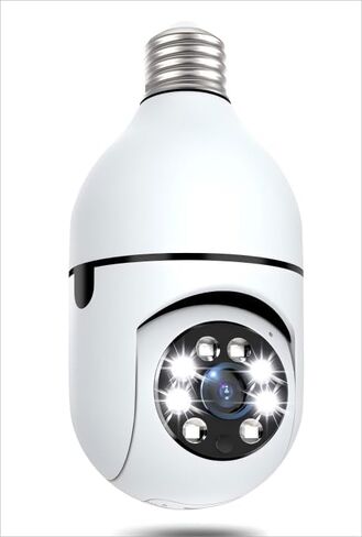 كاميرا Vivideye Light Bulb Camera للواي فاي في الهواء الطلق، كاميرات أمان 2K، كشف الحركة الخارجية اللاسلكية، محادثة ثنائية الاتجاه، رؤية ليلية ملونة، كشف الإنسان بالذكاء الاصطناعي، 5G و2.4 جيجا هرتز، كاميرا أمان بمصباح كهربائي متوافقة مع Alexa in Kuwait