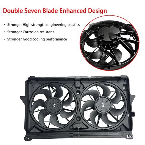 GM1101 Dual Radiator & Condenser Cooling Fan Assembly Compatible with Cadillac Escalade, Chevrolet Avalanche Silverado Suburban Tahoe, GMC Sierra Yukon XL, Replaces 620-654 in Saudi Arabia