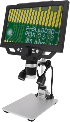 مجهر رقمي LCD مقاس 9 بوصة من SUNGOOYUE، مجهر مستشعر كاميرا 12 ميجابكسل تكبير 1600X مع 8 مصابيح LED قابلة للتعديل وحامل قابل للرفع، لإصلاح دائرة PCB لحام C in Kuwait