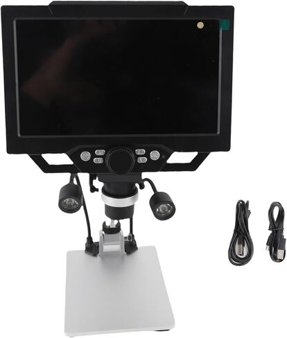 مجهر رقمي LCD مقاس 9 بوصة من SUNGOOYUE، مجهر مستشعر كاميرا 12 ميجابكسل تكبير 1600X مع 8 مصابيح LED قابلة للتعديل وحامل قابل للرفع، لإصلاح دائرة PCB لحام C in Kuwait