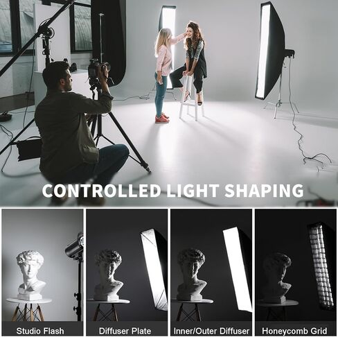 Godox Strip Softbox UL-12"x35"/30x90 سم، صندوق ناعم سريع الفك مع شبكة، ناشر، حقيبة للتصوير الفوتوغرافي لإضاءة صندوق ناعم في الاستوديو، تصوير صورة المنتج، تسجيل الفيديو، البث المباشر in Kuwait