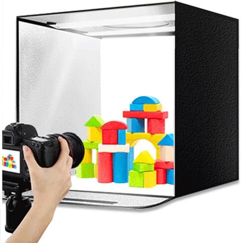 Cuifati 15.7x15.7x15.7 صندوق إضاءة استوديو الصور صندوق إضاءة التصوير الفوتوغرافي المحمول خيمة قابلة للطي مع 72 LED CRI95 سطوع 10 مستويات 3000K-6000K للمجوهرات ومستحضرات التجميل والإلكترونيات الغذائية in Kuwait