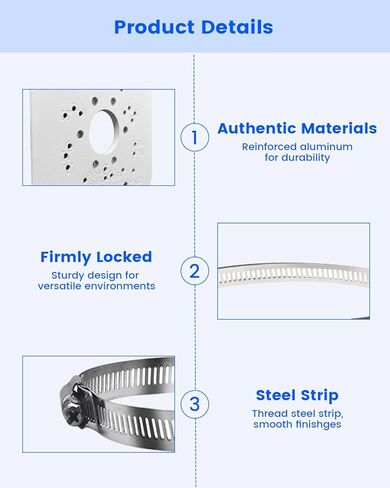 Metal Universal Vertical Pole Mounting Bracket for Security Cameras, Stainless Steel Corner Mount Adapter with 4 Loops, CCTV Surveillance Camera Mount Brackets in Saudi Arabia