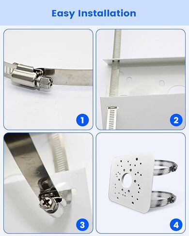 Metal Universal Vertical Pole Mounting Bracket for Security Cameras, Stainless Steel Corner Mount Adapter with 4 Loops, CCTV Surveillance Camera Mount Brackets in Saudi Arabia