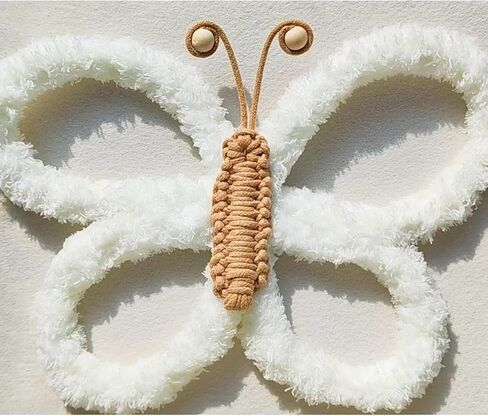 JoyuHome Boho ديكور الحضانة 2PCS المنسوجة يدويا Macrame فراشة الجدار شنقا - ديكور غرفة Boho، أطفال بنات غرفة الجدار شنقا، اليدوية Macrame جدار الفن للحضانة، غرفة نوم الأطفال، النوم، حفلة عيد ميلاد in Kuwait