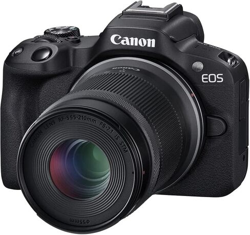 هيكل كاميرا Canon EOS R50 بدون مرآة مع طقم عدسات RF-S مقاس 18-45 مم هو STM و55-210 مم هو STM 5811C022 مع حقيبة ديكو جير + 2 بطارية + حامل ثلاثي القوائم + مرشحات + زاوية واسعة وعدسات تليفوتوغرافي والمزيد in Kuwait