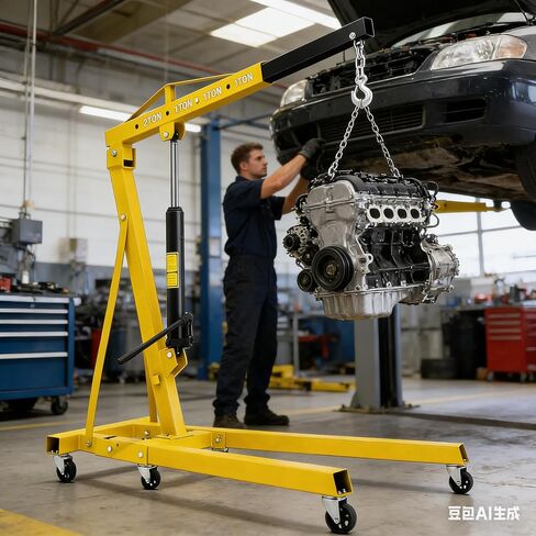 2 Ton Hydraulic Engine Hoist with Lever Stabilizer , Cherry Picker Engine Hoist, 4400LBS Heavy Duty Garage Crane with 6 Swivel Casters & Adjustable Telescopic Boom, for Auto Repair & Workshop (Blue) in Saudi Arabia
