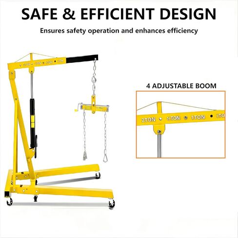 2 Ton Hydraulic Engine Hoist with Lever Stabilizer , Cherry Picker Engine Hoist, 4400LBS Heavy Duty Garage Crane with 6 Swivel Casters & Adjustable Telescopic Boom, for Auto Repair & Workshop (Blue) in Saudi Arabia
